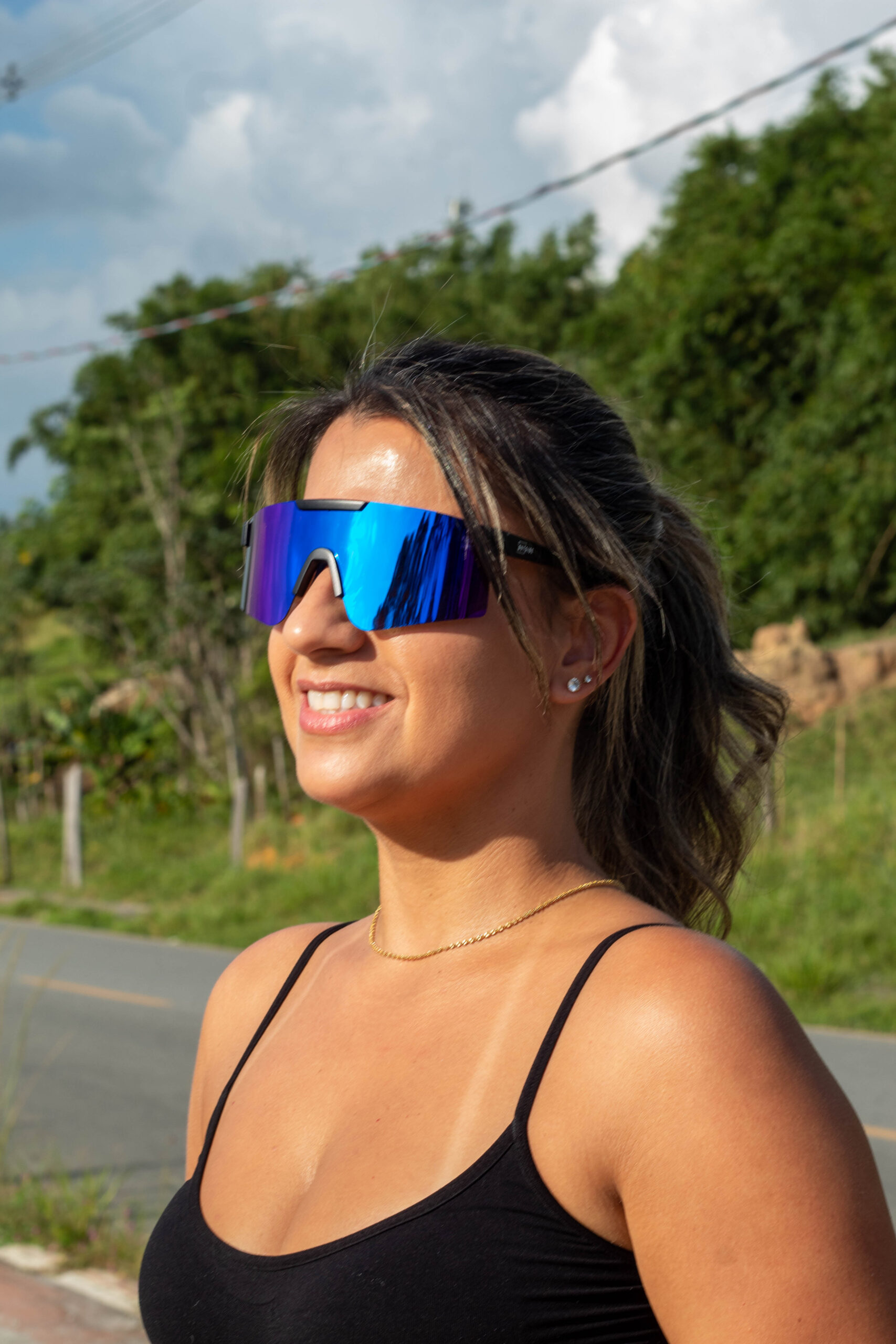 Óculos de Sol Esportivo Porto de Galinhas Preto c/ Azul - Image 2